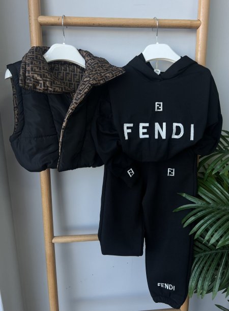 بدلة بناتي fendi 837 - اسود مع بني